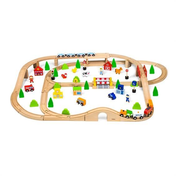 Деревянная железная дорога 90 элементов Viga toys