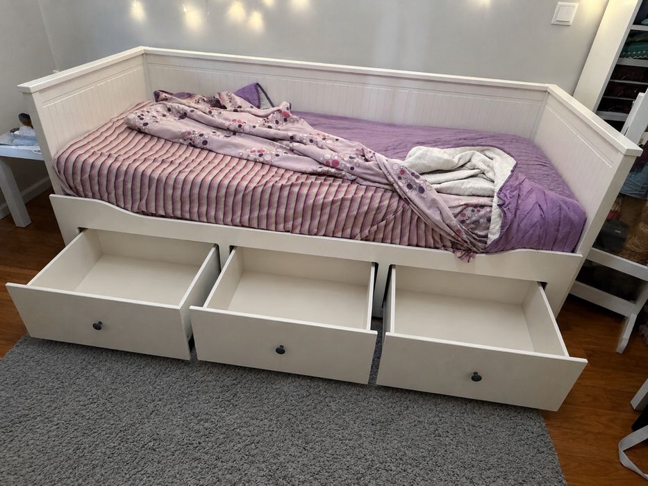 Cama individual/ dupla c/ 3 gavetas branca 80x200cm