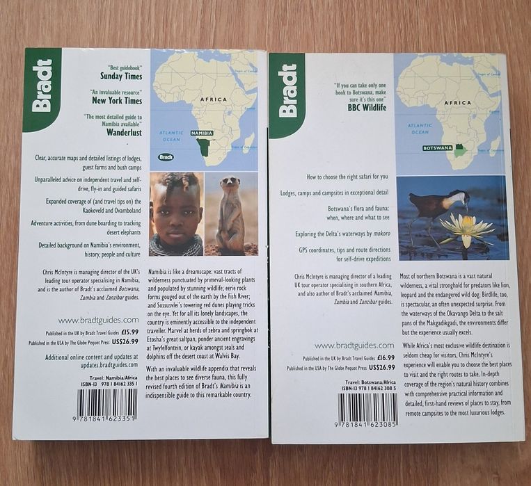2 guias de viagem Bradt Namíbia e Botswana