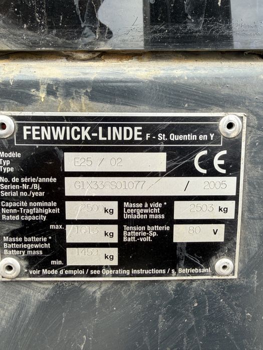 Linde E25 2,5t elektryczny 2005, tylko 7340 mth, UDT, przesuw, prostownik