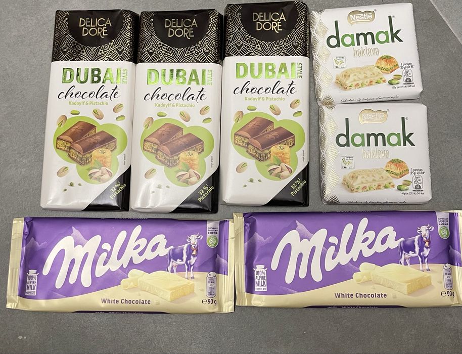 Dubajska czekolada x3 gratis 2x milka biala plus nestle baklava x2