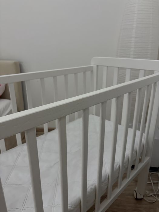 Mini Łóżeczko dostawka na kółkach woodies side crib 90x40