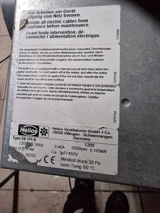 Wentylator helios sb160 b