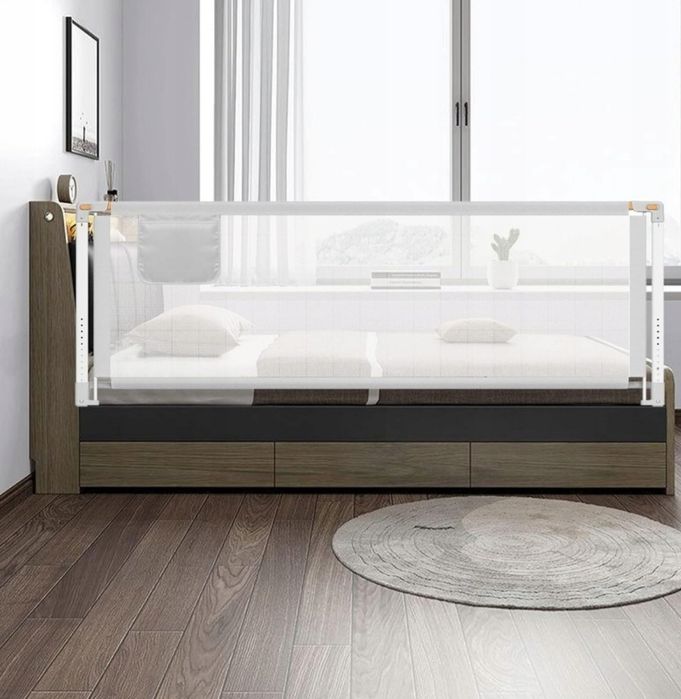 Barierka ochronna do łóżka dziecięcego 80 cm regulowana zwijana 0-10 l