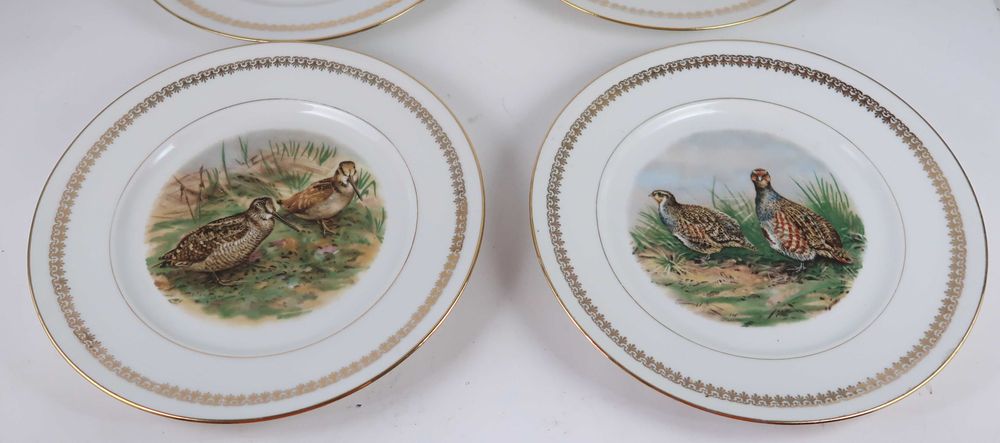 4 pratos de caça em faiança antiga Francesa