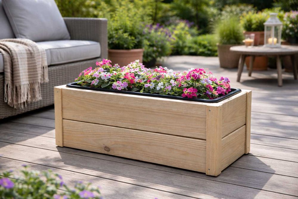 donica drewniana skrzynka na kwiaty balkonowa taras balkon ogrod