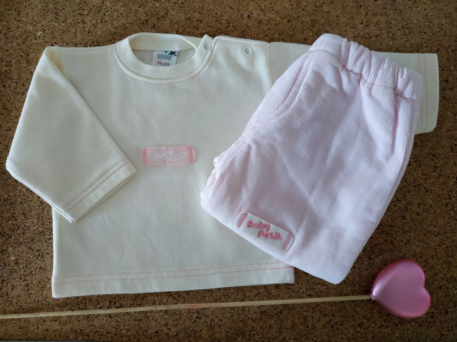 Conjunto bebé menina Sweat moletão + calças bombazina, 3 meses