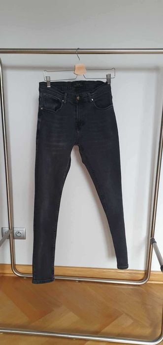 spodnie jeans slim fit skiny czarne grafitowe zara