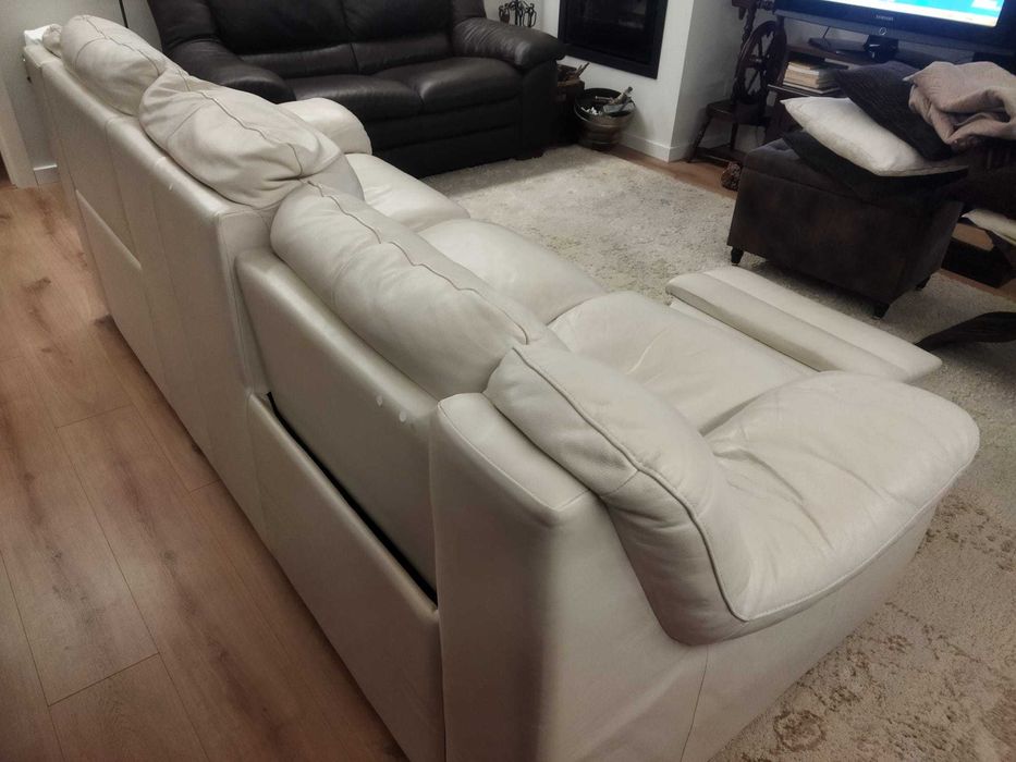 Sofá de pele bege Divani & Divani em óptimo estado