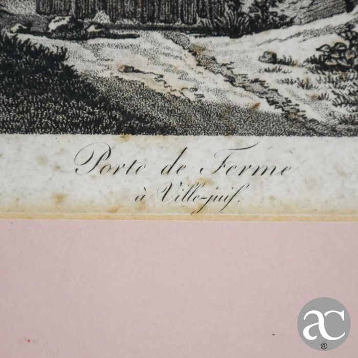 Gravura de J. Marchand “Ferme à Ville-juif” com moldura, séc. XIX