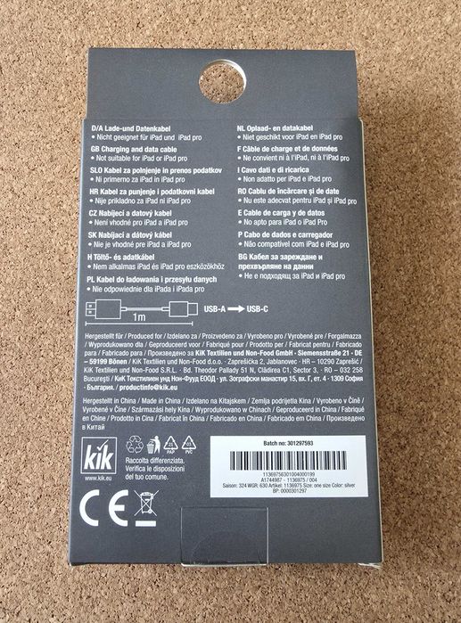 Kabel Usb A - Usb C 1m Nowy