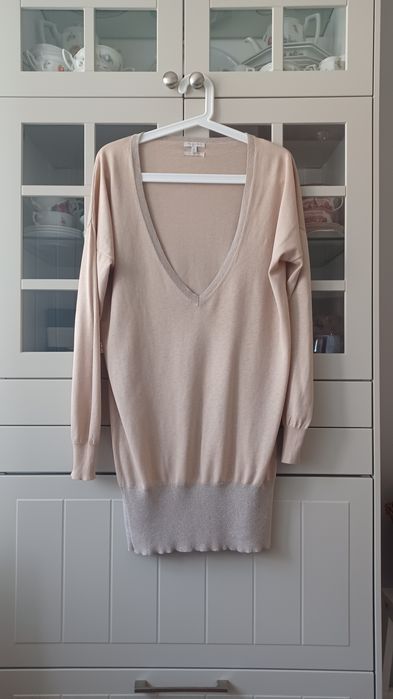 Długi Cienki Sweter 55% Jedwab Massimo Dutti  L