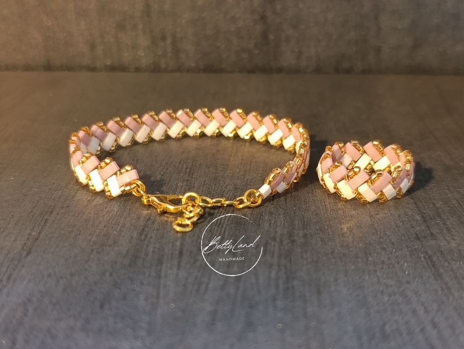 Bransoletka i pierścionek z koralików miyuki - handmade