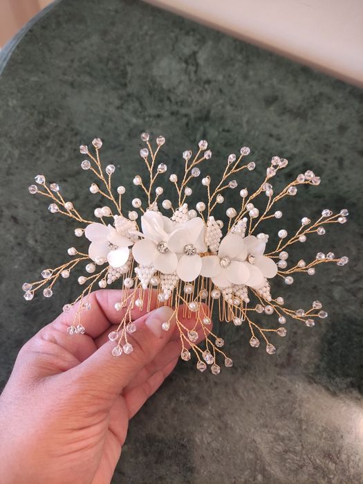 Gancho Toucado Travessa Noiva Flores