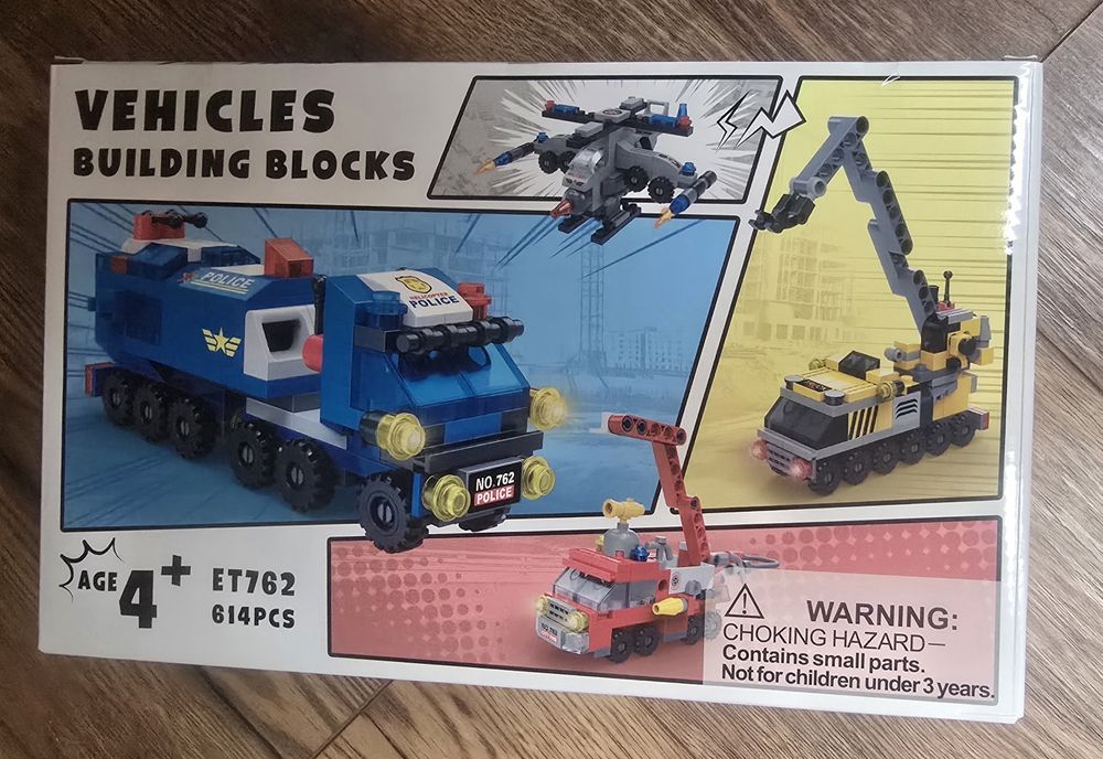 -> NOWE -> Pojazdy klocki konstrukcyjne  4 pojazdy straż policja