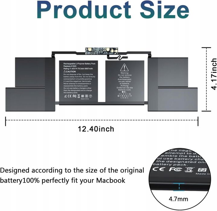 Bateria dla MacBook Pro 15" A1820 A1707 11.4V 78.15Wh, EMC 3072
