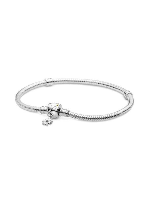 Срібний браслет Pandora Ромашка квітка. Браслет Пандора