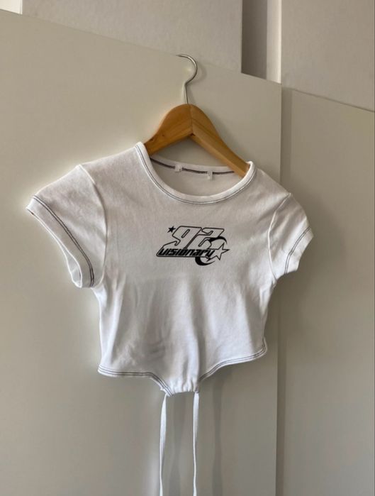 biały crop top, nowy