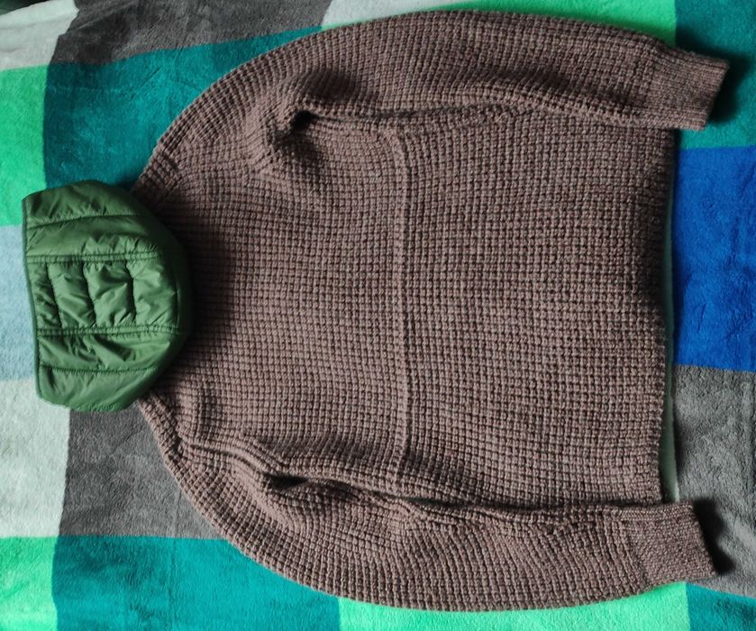Sweter z kapturem, kurtka, wełna, pikowanie, jak nowy, Benetton