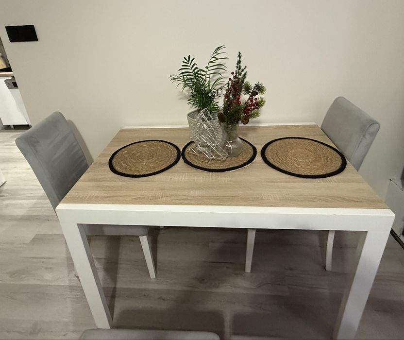 Stół rozkladany dąb sonoma z biela