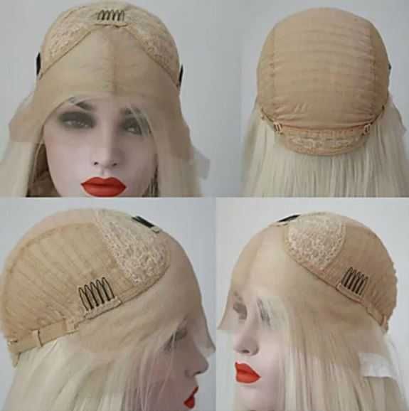Peruka lace front platynowy blond 65 cm