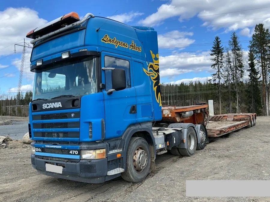 Scania 124L 470  Scania 470 Naczepa Niskopodwoziowa Noteboom Tiefbett Zestaw