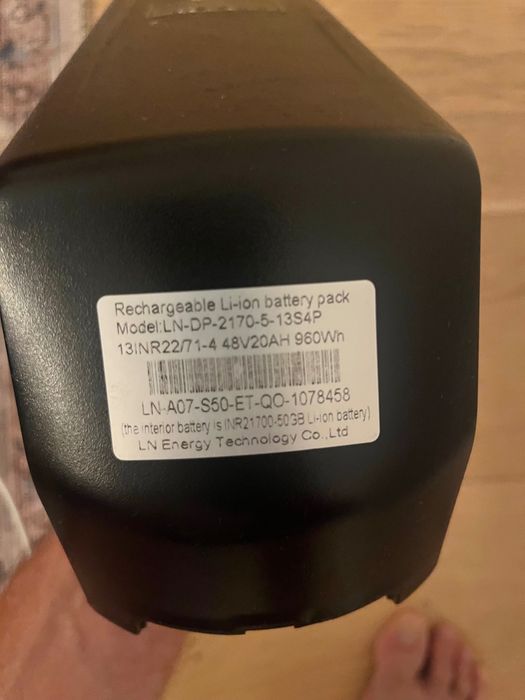 Bateria Parrot Lithium 48V 20Ah para bicicleta elétrica Fat Bike + carregador