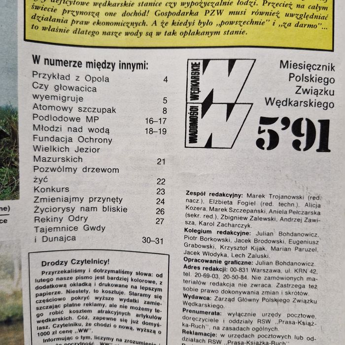 Wiadomości Wędkarskie 5/1991 | REKORDY POLSKI 1990 | Olsztyn 91