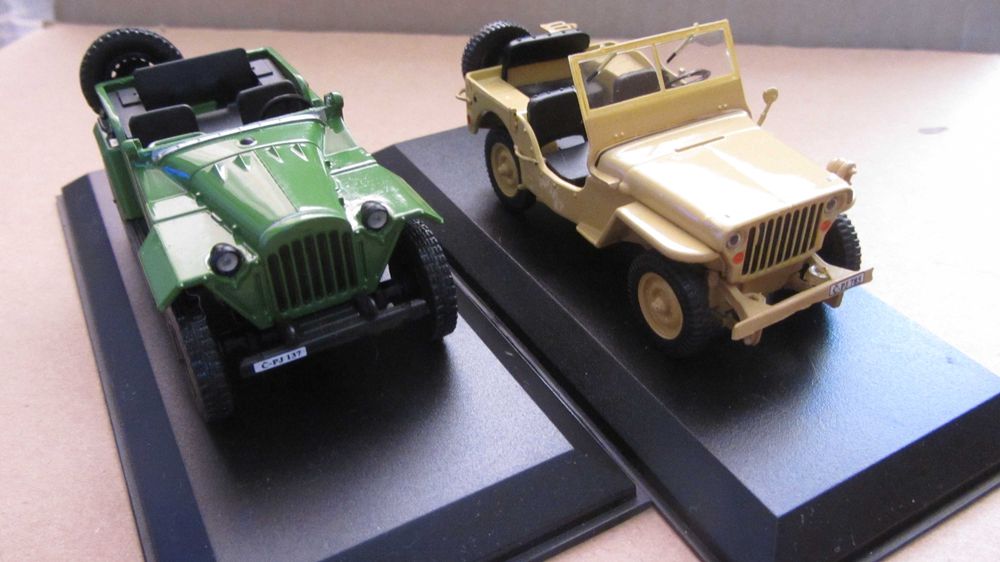 2 машинки  ГАЗ 67В Gaz67B, Jeep Villys MB.