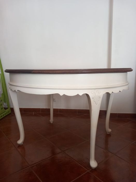Mesa de jantar extensível Queen Anne 1,25/1,95 (rara e escassa)