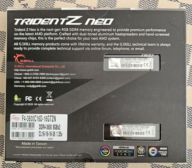 Gskill Trident Z Neo 16Gb (2×8Gb) 3600 cl16