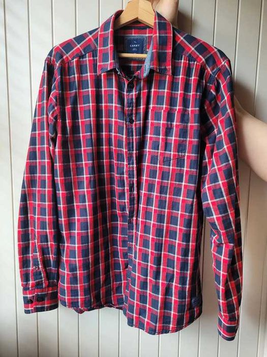 koszula męska carry w kratkę 100% bawełna długi rękaw