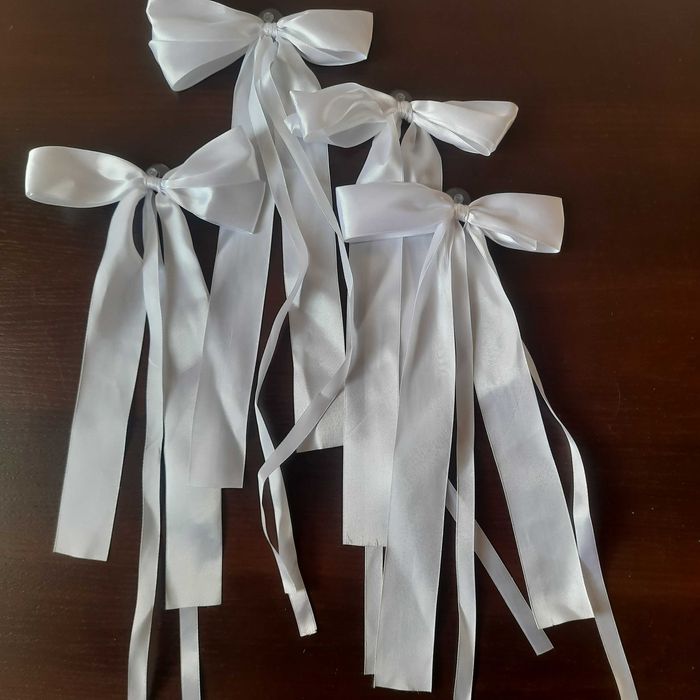 Dekoracja na samochód ślubny wstążki 4 sztuki