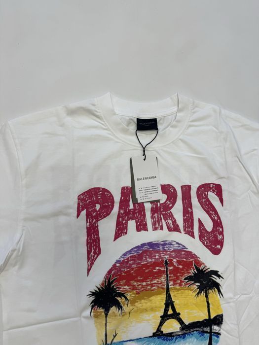 футболка Balenciaga Paris белая summer 2024 vetements M L