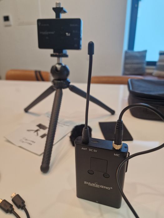 Microfone sem fios lapela para produções de vídeo