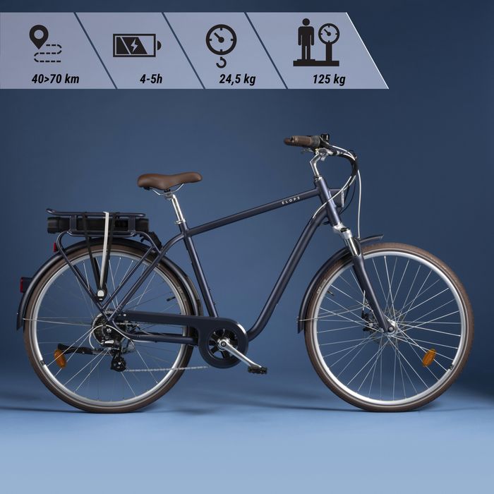 Bicicleta elétrica de cidade elops 900 quadro alto azul marinho