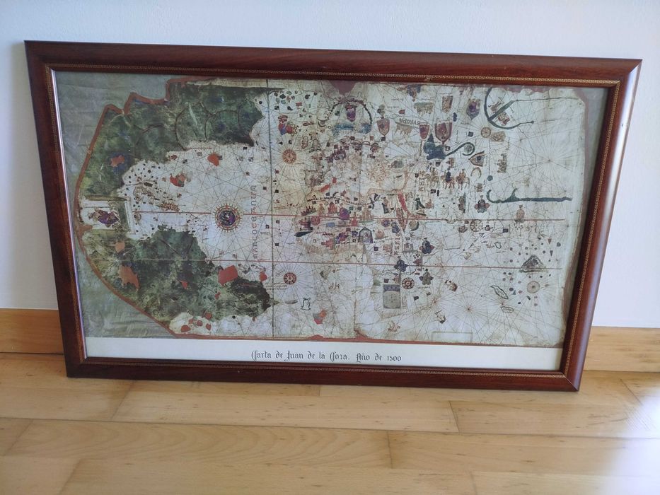Quadro com belíssima Gravura "Carta de Juan de la Cosa - Ano 1500"