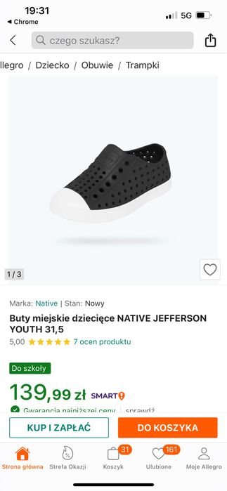 Native buty jefferson jak nowe j2 rozm. 33 czarne