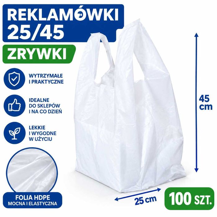 reklamówki białe 25/45 600 sztuk