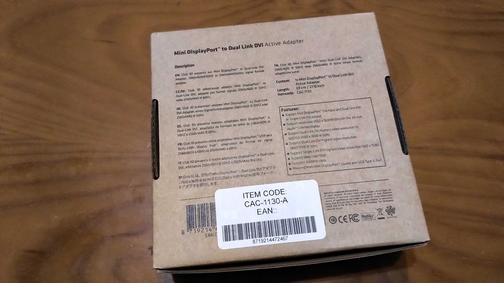 Adaptador Dual Link DVI para Mini Display Port DP