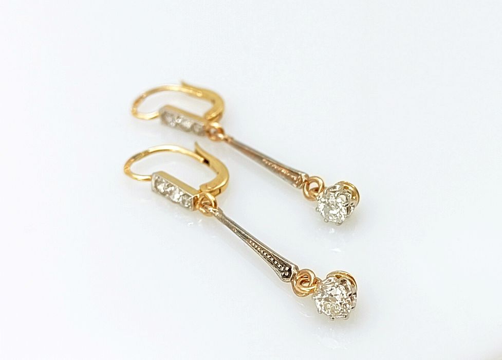 Старинные золотые серьги с бриллиантами