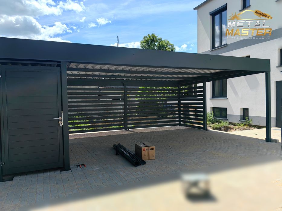 Wiata 9x5m z pomieszczeniem gospodarczym PRODUCENT na 2 auta