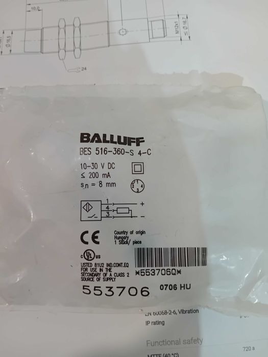 BALLUFF Inductive Sensor, 18 mm, PNP, 24 VDC64553166512898121