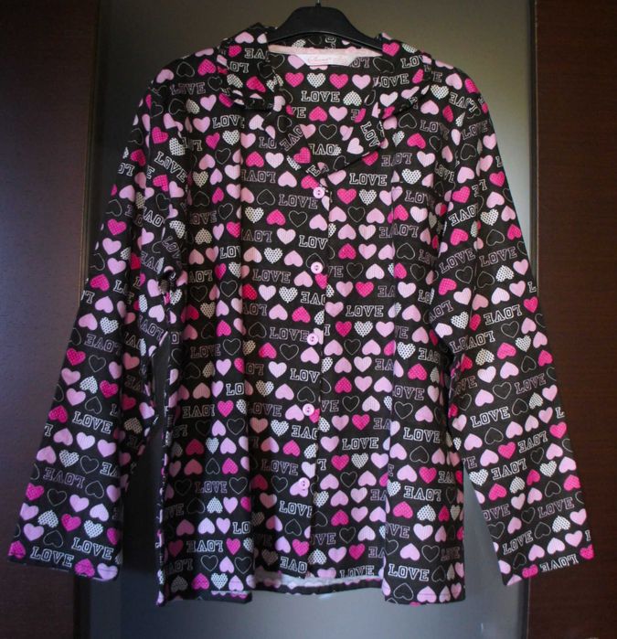 góra koszula od piżamy 40 / 42 do spania w serduszka miękka flanela