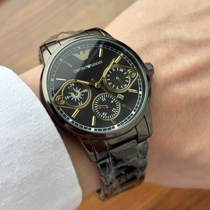 Чоловічий годинник Emporio Armani на браслеті з датою в двох кольорах