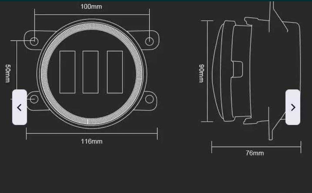 Фото Противотуманные фары LED универсальная 3,5 дюйма 90мм туманка