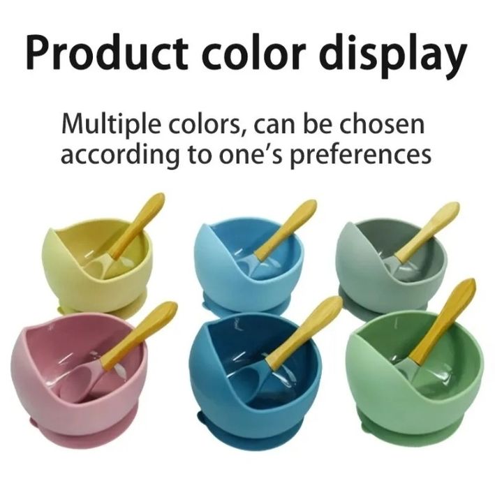 Тарілка з присоском і ложка дитяча силіконова