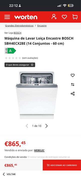 Máquina de Lavar Loiça Encastre BOSCH SBH4ECX28E (14 Conjuntos - 60 cm