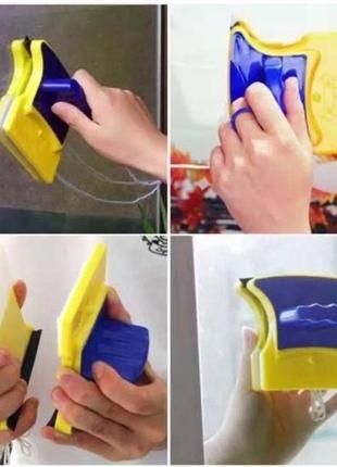 Магнітна щітка для миття вікон з двох сторін glass wiper window wizard