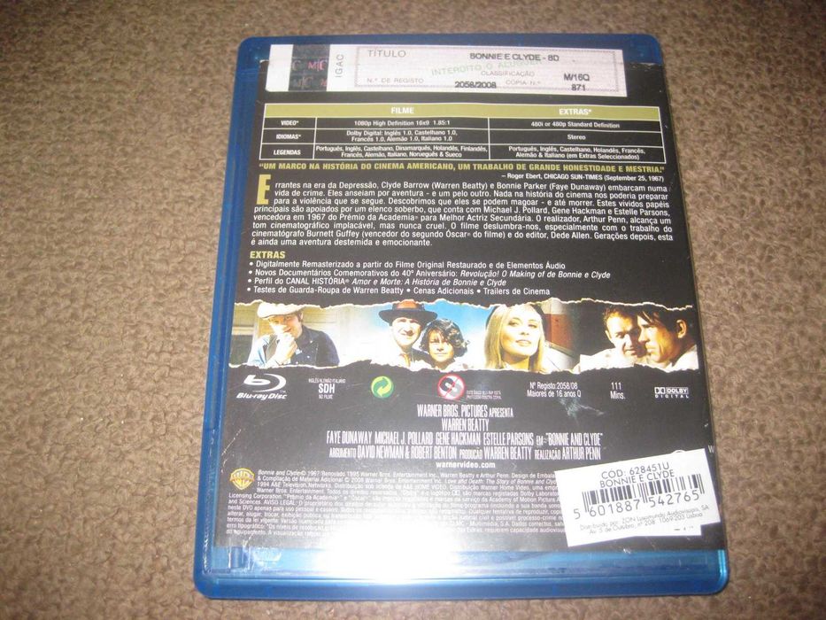Blu-Ray "Bonnie e Clyde" com Warren Beatty